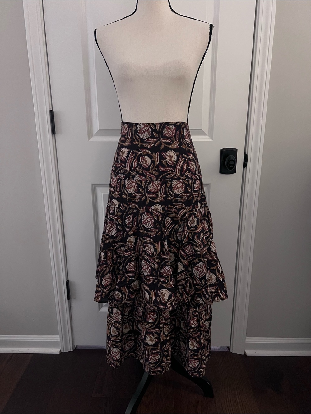 Anna Cate Chocolate Brown Floral Drop Waist Maxi Skirt Size XS